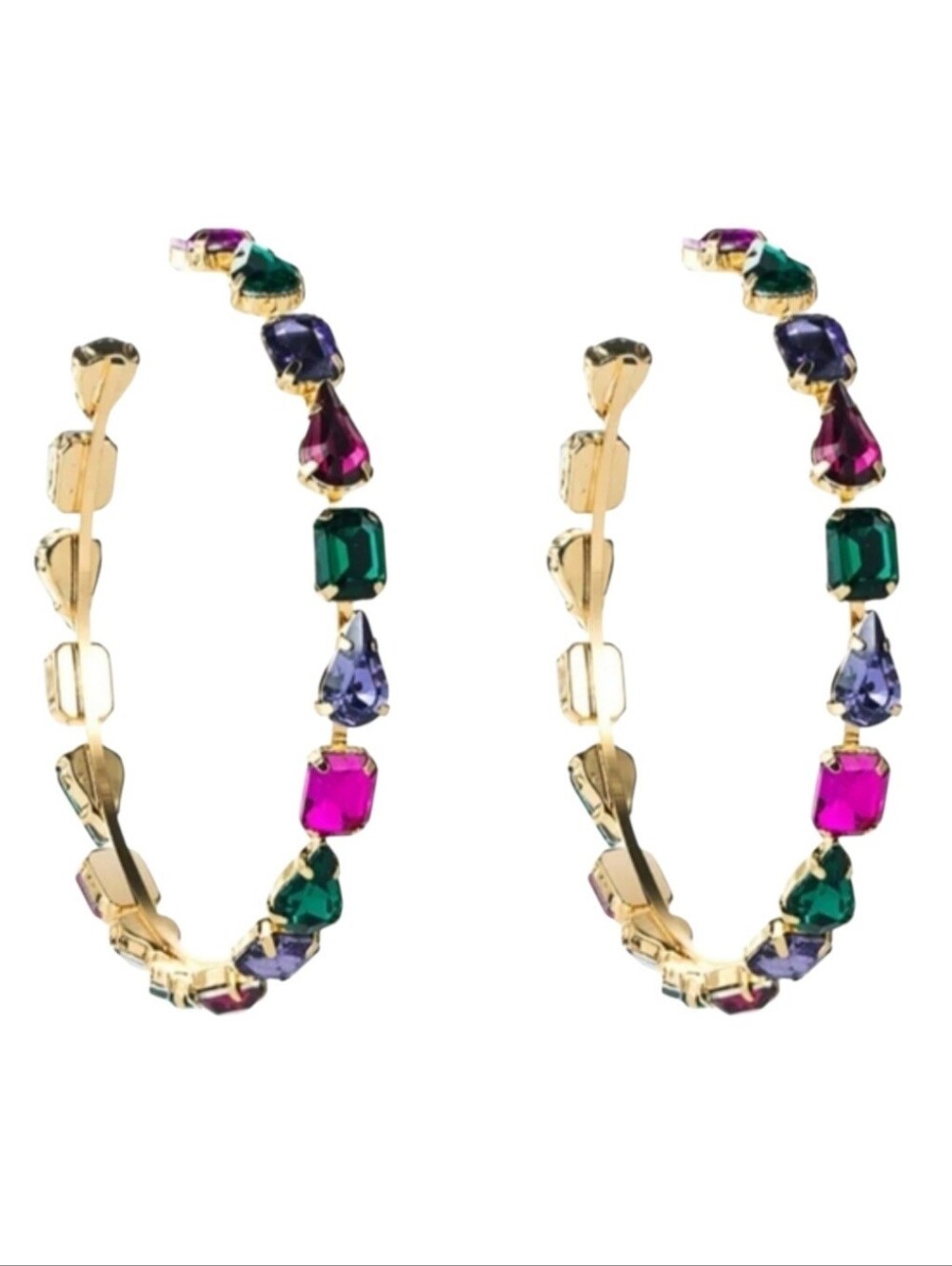 Rhinestone Hoops Multi-color Nickel Free
